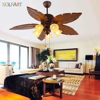 

SOLFART ceiling fan lamp crystal roof fan with remote control invisible fan wood engraving blades Security ceiling fans SLF2010