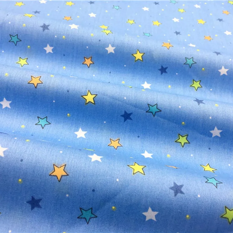 100% хлопок twill Ткань мультфильм Синий космический корабль ракеты звезды ткань для