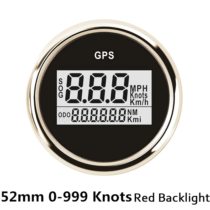 52 ミリメートルのデジタル Gps スピードメーター走行距離については車のボートでバックライト 12 V 24 V 赤バックライト 速度計 Aliexpress