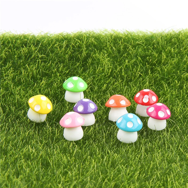 

8 Pcs Random Color Kawaii Decorations Mushroom Fairy Garden Miniatures Decorative Micro Landscape Bonsai Plant Gardening