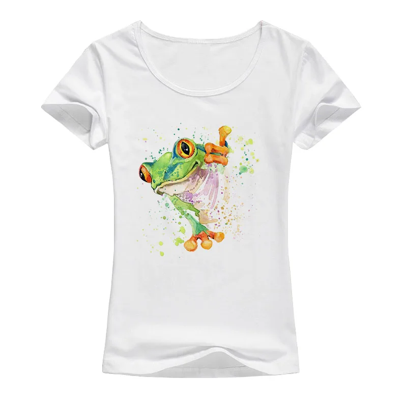 

Watercolor Frog 3D T shirt women originality lovely cartoon shirts Hot sale Brand good quality casual kawaii tops A32