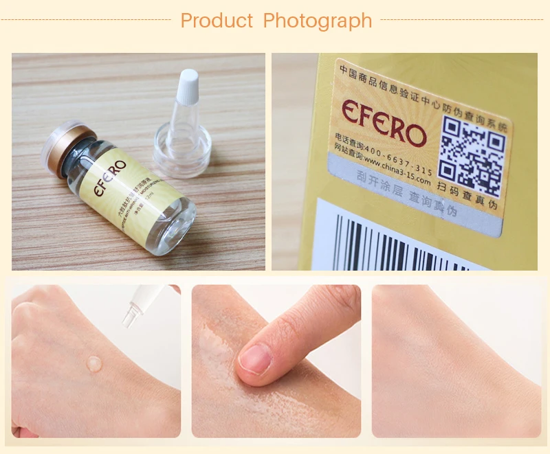 Efero! Шесть пептидов анти-морщинки уход за кожей лица Уход за кожей с сывороткой отбеливающий увлажняющий крем против старения, уменьшает поры, гиалуроновая кислота эссенция
