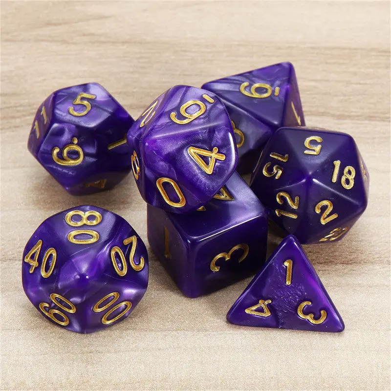 7 шт./компл. TRPG игры Игровые кубики D4, D6, D8, D10, D10%, D12, D20 многогранные кости Вечерние развлечения Настольные игры лучшие подарки