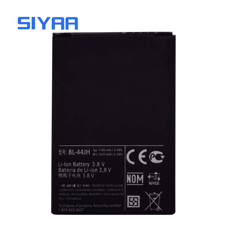 SIYAA BL-44JH BL44JH Батарея для LG Optimus P705 P700 E440 E460 LS860 MS770 LG730 US730 литийионный Аккумулятор для Батарея