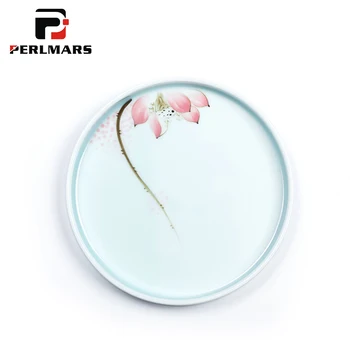 

Jingdezhen Hand Painted Vintage Lotus Tea Tray Chinese Kung Fu Tea Set Ceramic Porcelain Plate Home Fruit Dish Art Gift Saucer