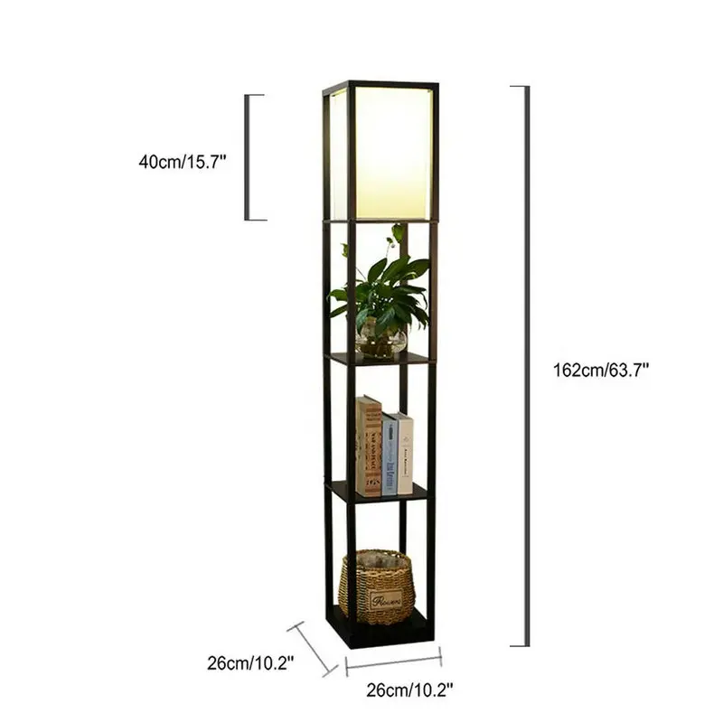 Современный светодиодный декоративный деревянный пол чердака лампа черный белый стоящая лампа с полкой для хранения стола для дома гостиной спальни