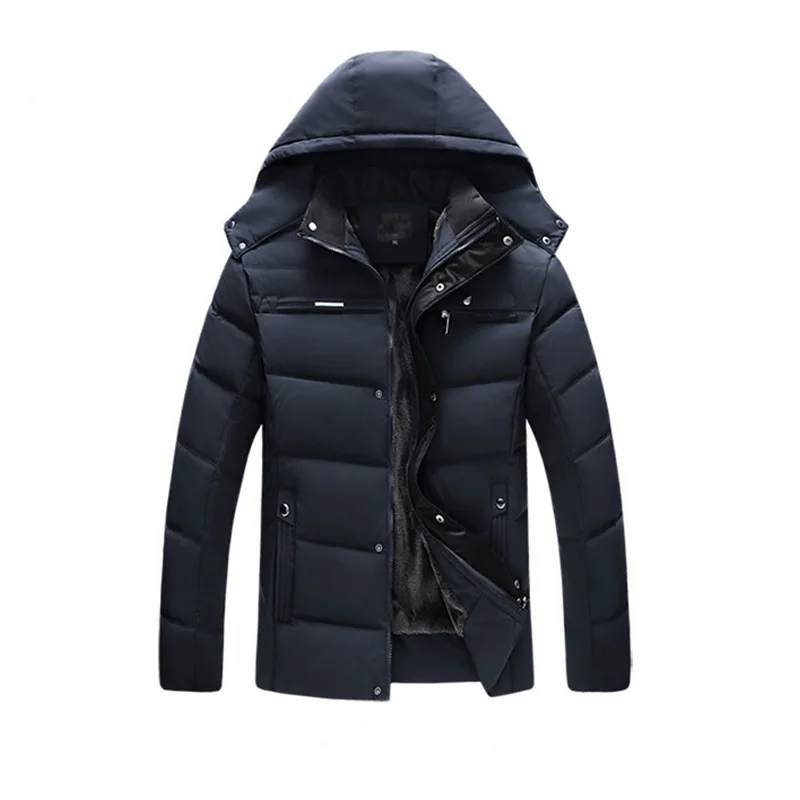 ASALI Winter Coat Men Thick Warm Windproof Mens Parka Coats Hat Detachable Hooded Jackets Men's Sportswear Fleece Overcoat Male