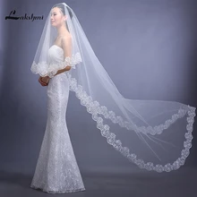Горячая в Длинная свадебная аппликация вуали край 3 метра свадебный аксессуар Тюль белая слоновая кость для новобрачных вуаль