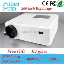 260 Inch Big Screen HD Projetor Connect DVB-T Digital TV DVD Computer PC WII PS3 With hdmi usb vga tv Tuner Support 1080p 3D