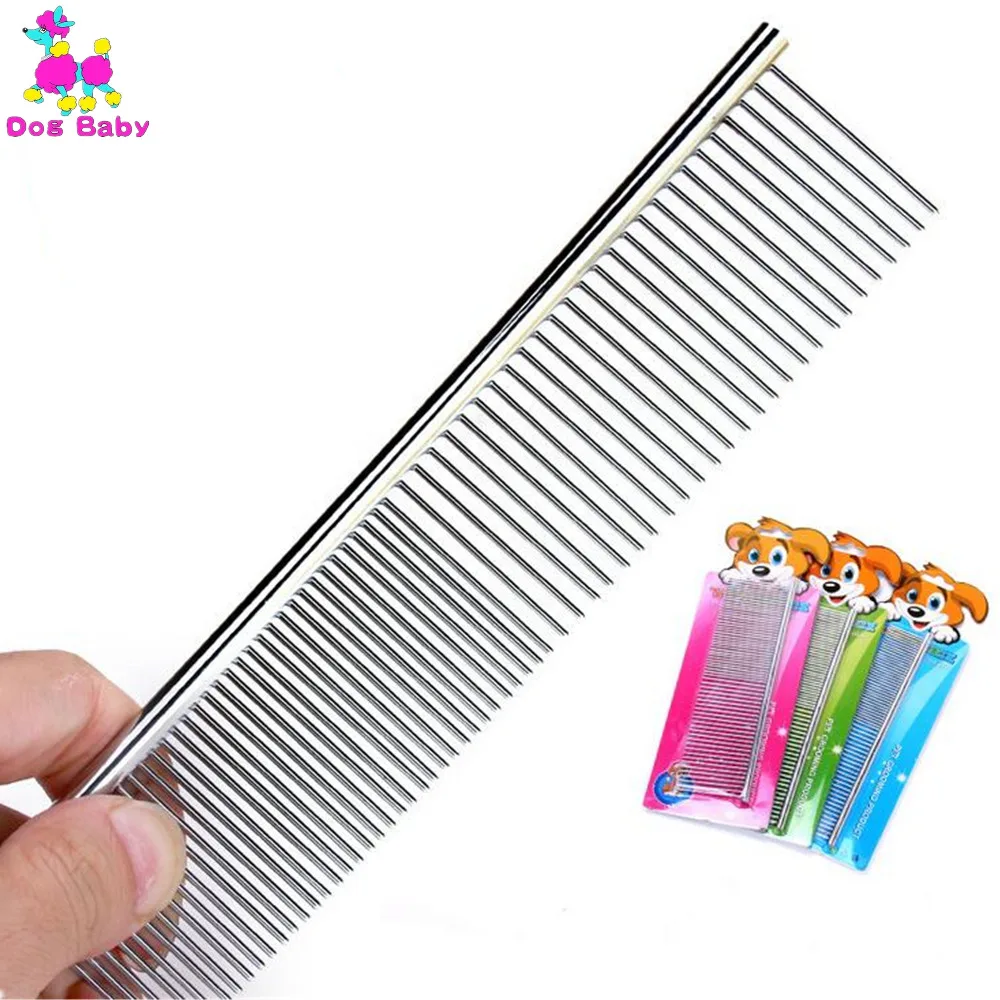 

DOGBABY Cat Grooming Comb Stainless Steel Pet Combs Straight Hairdressing Clean Comb For Puppy Cats Dogs Hair Comb Free Shipping