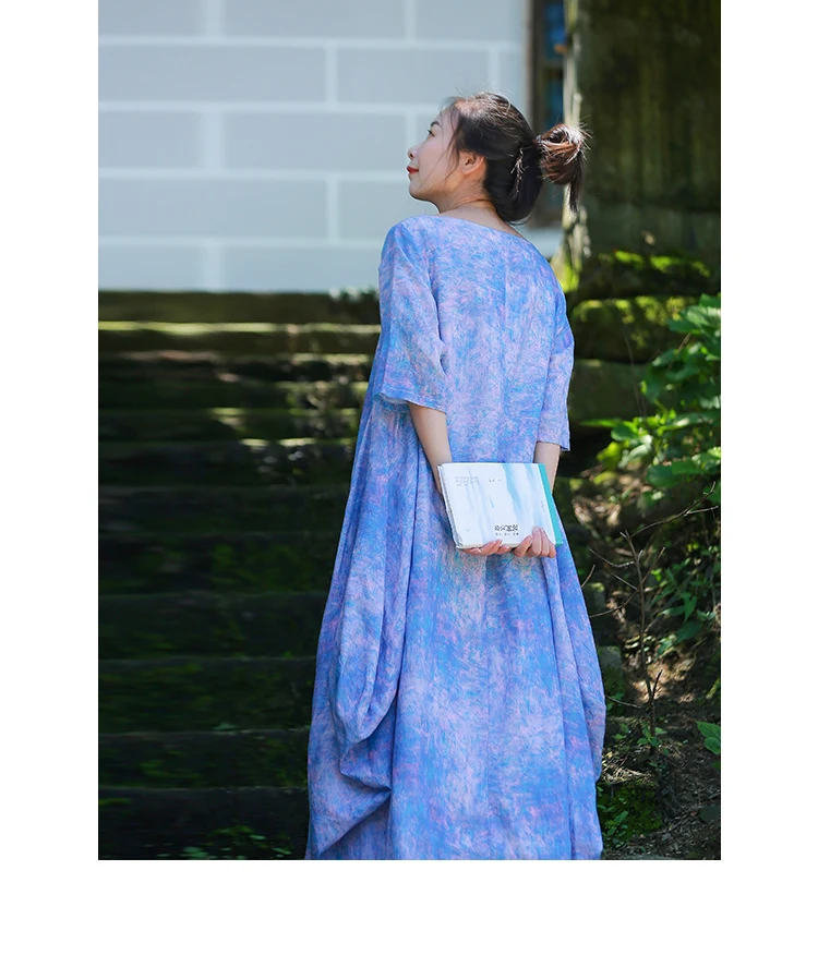 LZJN Women Elegant Maxi Dress Short Sleeve Loose Kaftan Dresses O Neck Summer Female Clothes Casual Vestidos Plus Size (15)