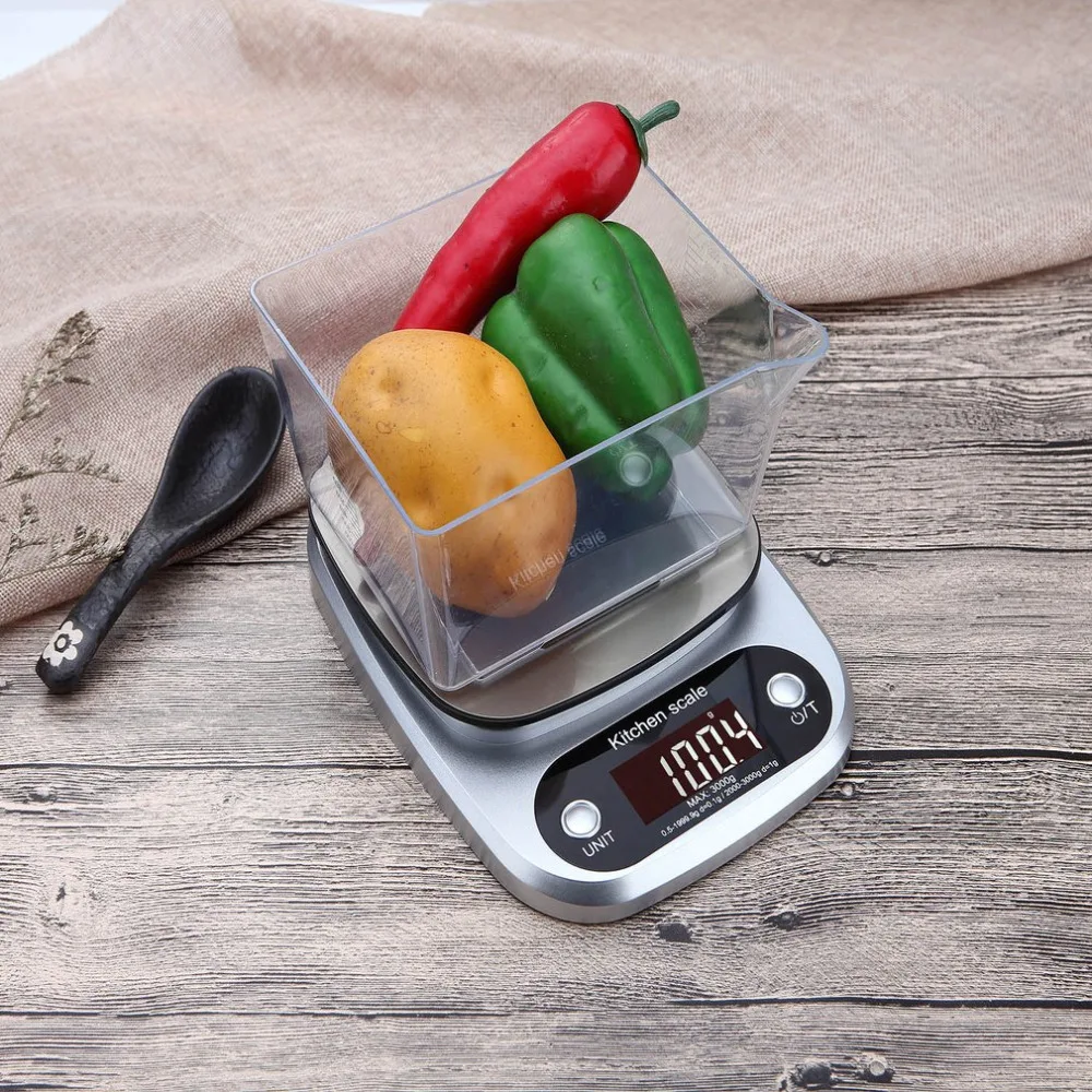 

Hot HT-C305 10kg x 1g Portable Stainless Steel Electronic LCD display Food Scales Kitchen Weight Digital Scale accurate