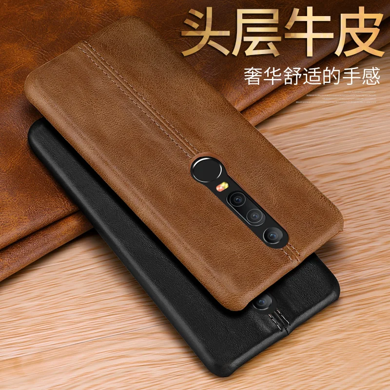 

CYBORIS for Oneplus 6 Case Oneplus6 Genuine Leather Case For One plus 6 Six A6000 A6003 Stitching Pattern Cow Leather Back Cover