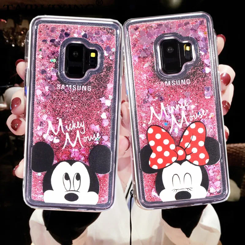 

Liquid Case For iPhone X 10 8 7 6 6s Plus iPhone XS 7 Plus 8 Plus 5.7 inch Cartoon Mickey Mouse Minnie Soft Silicone Cover