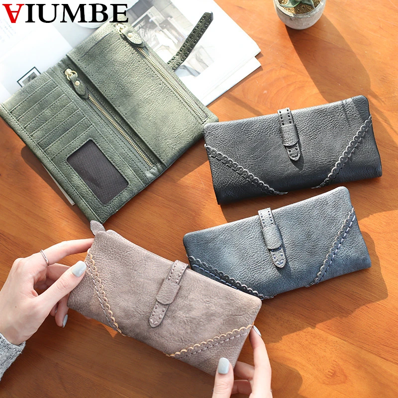 

New Women Wallets Nubuck Leather High Quality Long Design Clutch Wallet Fashion Female Zipper Purses Card Holder Girls Handbags