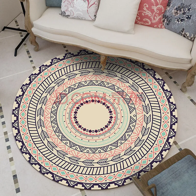 Persian Ethnic Mandala Round Carpet Living Room Parlor Flowers European Bedroom round rugs Decorative Area Rug Chair Door Mat