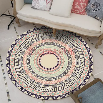 

Persian Ethnic Mandala Round Carpet Living Room Parlor Flowers European Bedroom round rugs Decorative Area Rug Chair Door Mat