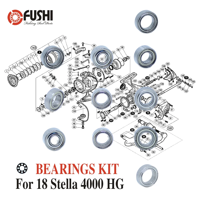 Fishing Reel Stainless Steel Ball Bearings Kit For Shimano 14 Stella 4000 HG / 03447 Spinning reels Bearing Kits