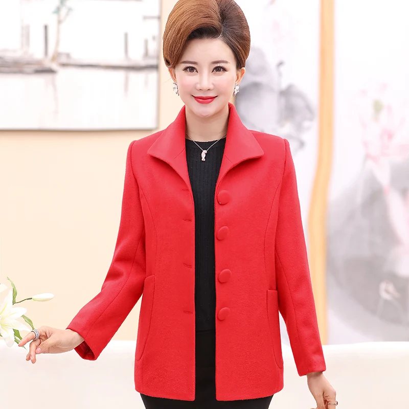 New Winter Women's Wool Jacket Basic coat Warm Loose Plus size outerwear Tops Solid Casual Middle Aged Women Woolen Jacket 4XL