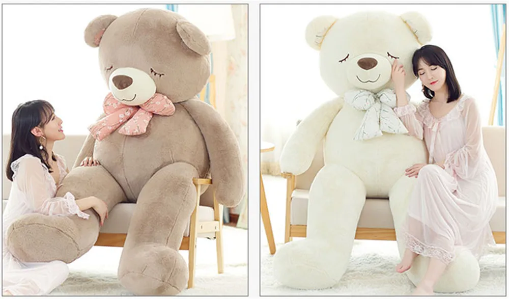 Fancytrader Soft Jumbo Teddy Bear Doll Giant Stuffed Sleeping Face Bear with Bow Plush Toys9
