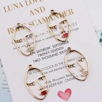 

10PCS/Lot New Style Alloy Enamel Charms Gold Color Tone Sexy Women Face Shape Floating Locket Charms DIY Jewelry Finding