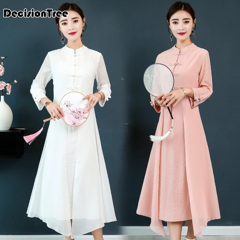 Новинка 2019 года утолщаются теплые для женщин Кони волос qipao Улучшенная линия китайский Стиль Мандарин воротник платье милая девушка хлопо