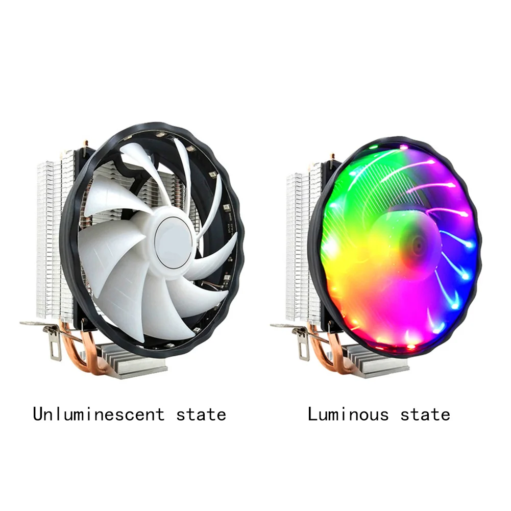 

Durable 12V RGB Fan Led CPU Cooler 3 Pin 2 Heatpipes Desktop Computer Silent Cooling Radiator Copper For LGA 1155/1151 AMD