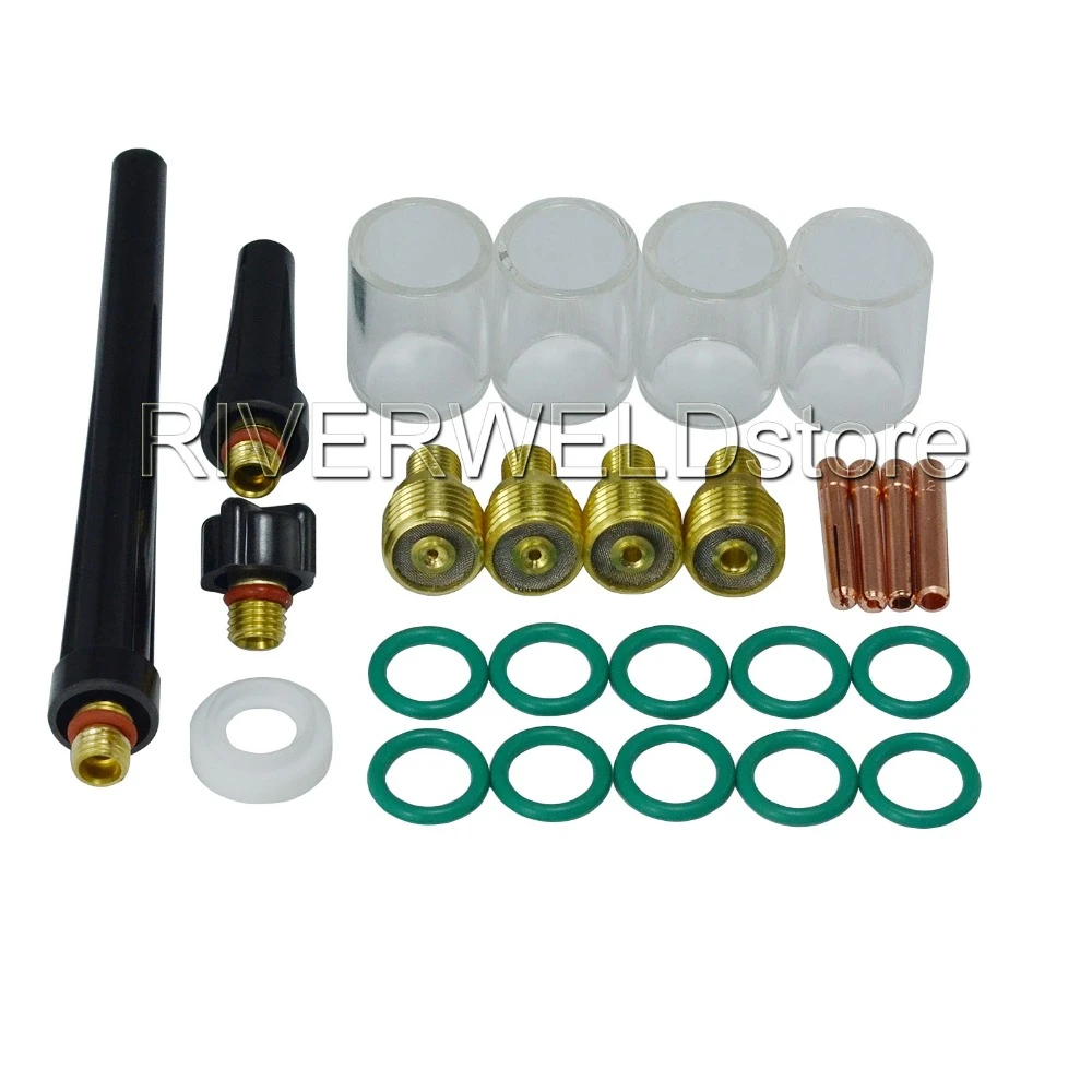 30pcs TIG Welding consumables gas lens collet body 1/16 & 3/32 & 1/8 10# 12#Pyrex Cup Kit DB SR fit WP 9 20 25 Torch 30pcs TIG Welding consumables gas lens collet body 1/16 & 3/32 & 1/8 10# 12#Pyrex Cup Kit DB SR fit WP 9 20 25 Torch