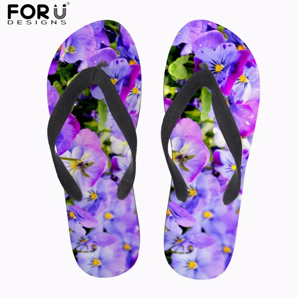 

FORUDESIGNS Fashion Flower Printed Women Flip Flops Casual Summer Women's House Slippers Slip-on Beach Female Soft Flip Flops