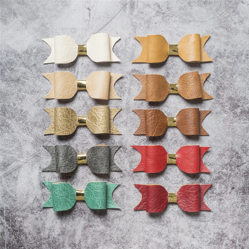 Teens Leather Bows Knot Hair Clips Girls Infant Cute Baby Big Bow Kids Clip Pin Accessories | Детская одежда и обувь