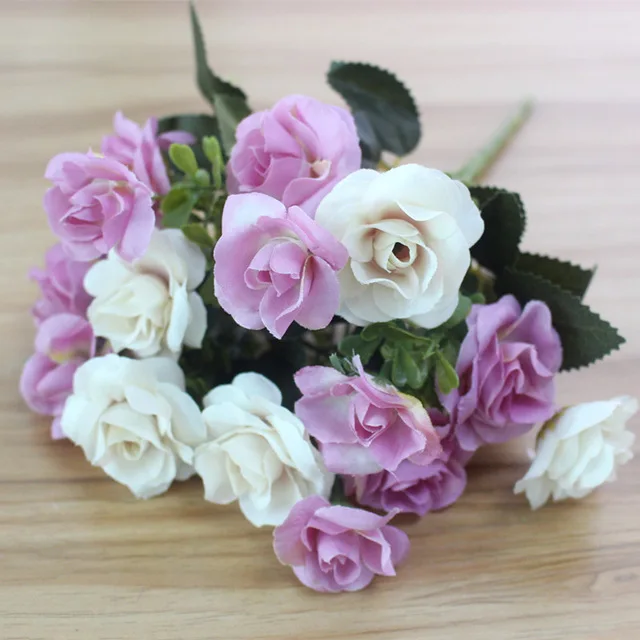 Austin 15 heads Autumn Fake Silk Flowers Artificial Rose Wedding Party Home Decor Flower Arrangement