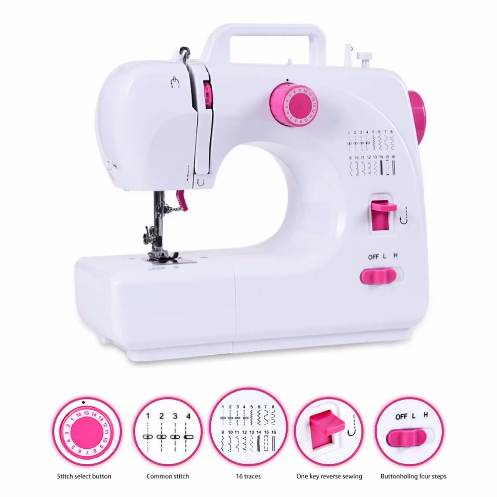 

Fanghua Multifunctional 16 Stitches Portable Household Mini Sewing Machine Electric Sewing Machine Replaceable Press Foot Pedal