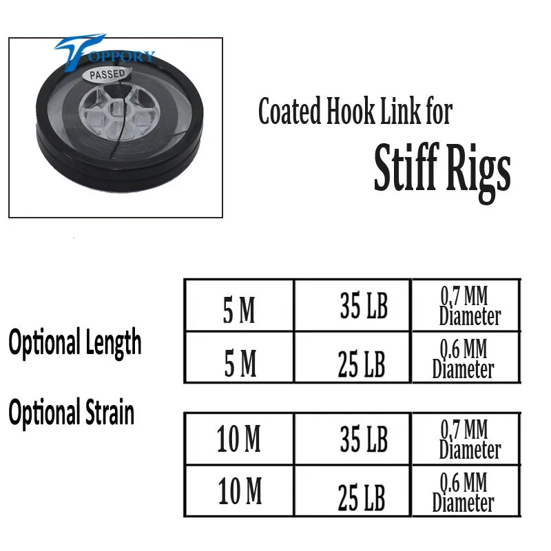 Toppry 1 Катушка крючок с покрытием звено для ловли карпа жесткая оплетка леска для волос для изготовления палантин материал 25 фунтов 35 фунтов 5 м 10 м
