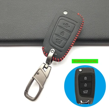 

Fashion Style Car Leather Folding Key Cover for Hyundai Elantra 2016 2017 2018 Xinyuexin Solaris 3 Buttons Case Remote