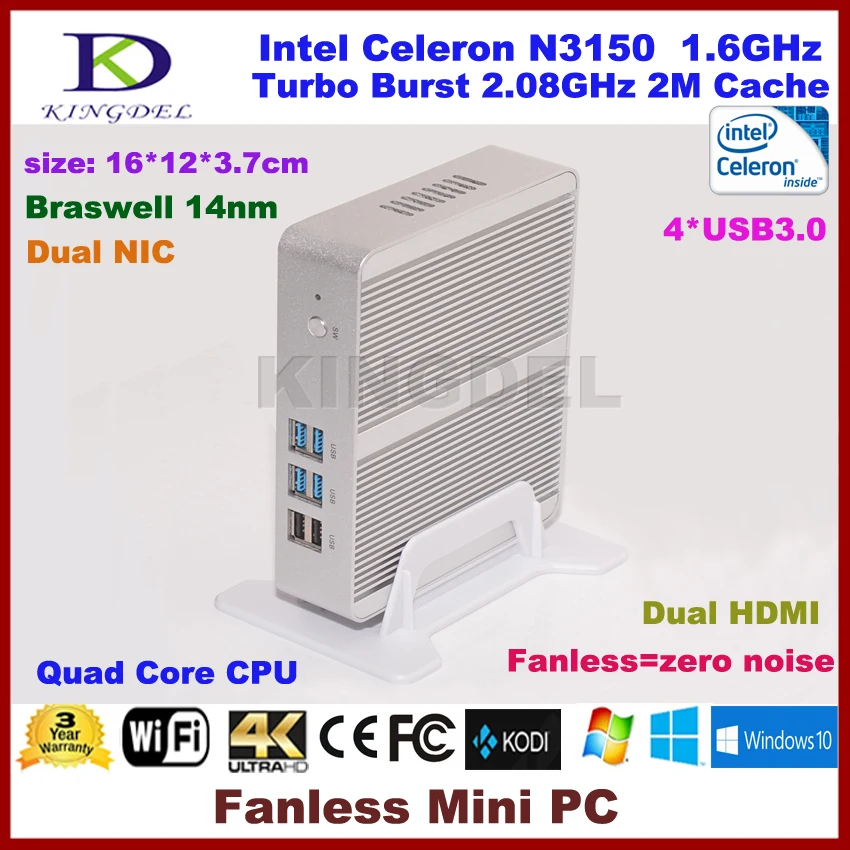 3 Years Warranty Barebone PC Intel NUC Celeron N3150 Intel Braswell Fanless Mini PC Windows HTPC Mini-Itx Micro PC