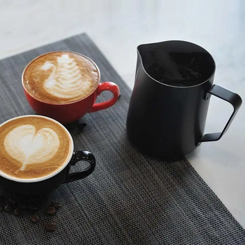 

Stainless Steel Milk Frothing Jug 350/600ml Coffee Latte Espresso Black Coating Non-stick Pitcher Easy Cleaning Cup Container