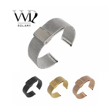 Pulsera de acero milanesa para reloj inteligente, brazalete de oro rosa y plata de 18, 20, 22 y 24mm de grosor, 2,8mm