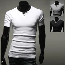 Летняя мужская рубашка с коротким рукавом с вырезом, тонкая, однотонная, 30