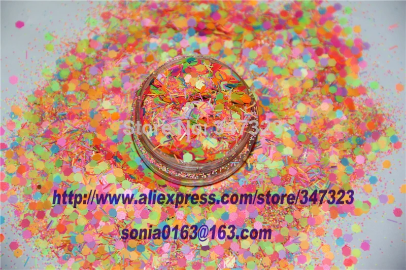 

Mix 2MM Neon Color Solvent Resistant Glitter Diamond shape Glitter for Nail Polish Acrylic, polish and DIY supplies1pack=50g