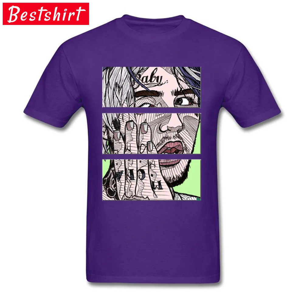 Unique Lil Peep Art T-Shirt On Sale Father Day Short Sleeve Round Collar Tees Pure Cotton Mens Printed Tops Tees Lil Peep Art purple
