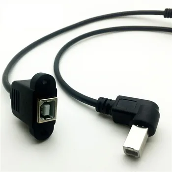 

10pcs Speed 30CM M/FUSB 2.0 Type B Male to Female Right Angle Extension Data Cable Panel Mount For Printer Cable with Screw Hole