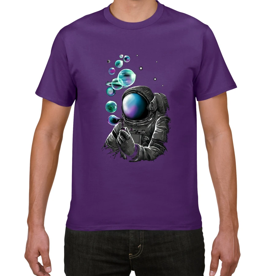 EV F629MT креативная хлопковая Футболка с планетой, Мужская свободная крутая футболка с космонавтом, Повседневная летняя забавная футболка, футболка homme, мужская одежда - Цвет: F629MT purple