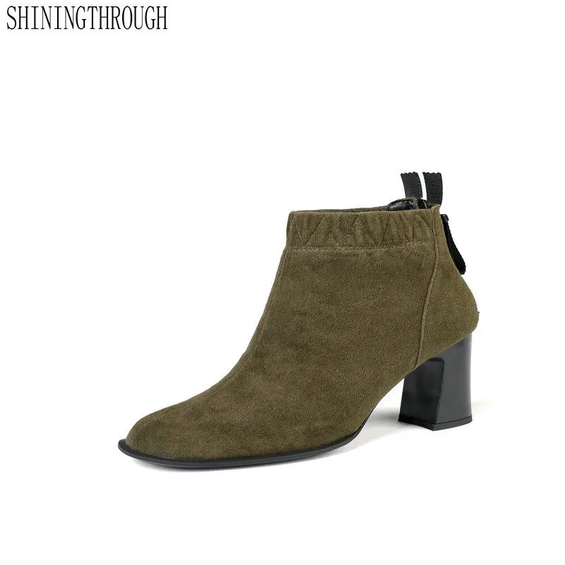 

Genuine Leather Ankle Zipper Women Boots Fashion Erogenous Spring Autumn Women Shoes High Heel Ladies Casual Party Shoes