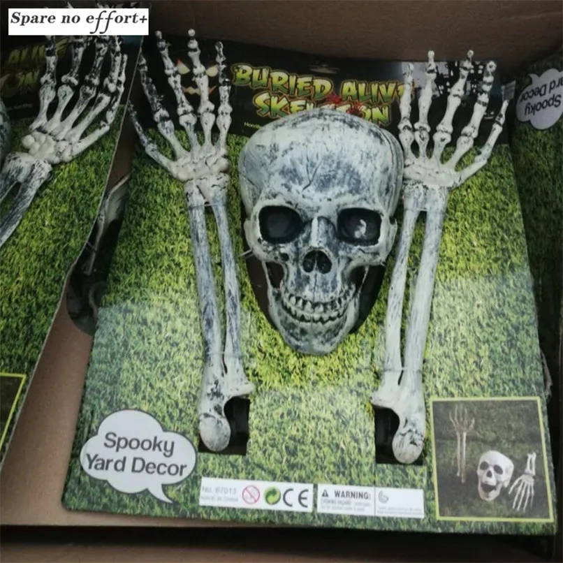 

Halloween Party Skull Hand Skull Head Decoration Horror Simulation Skeleton Head Prank Prop Haunted House Tricky Prop White Bone