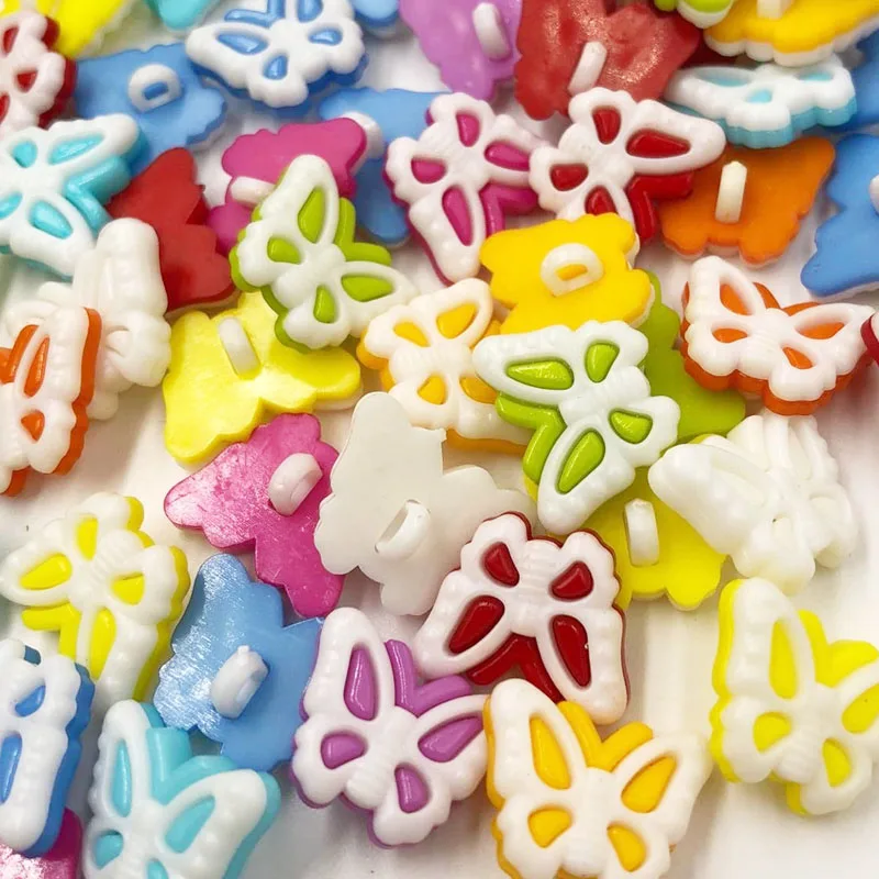 

100pcs Plastic Mix Butterfly Buttons Sewing Craft Back Holes PT119