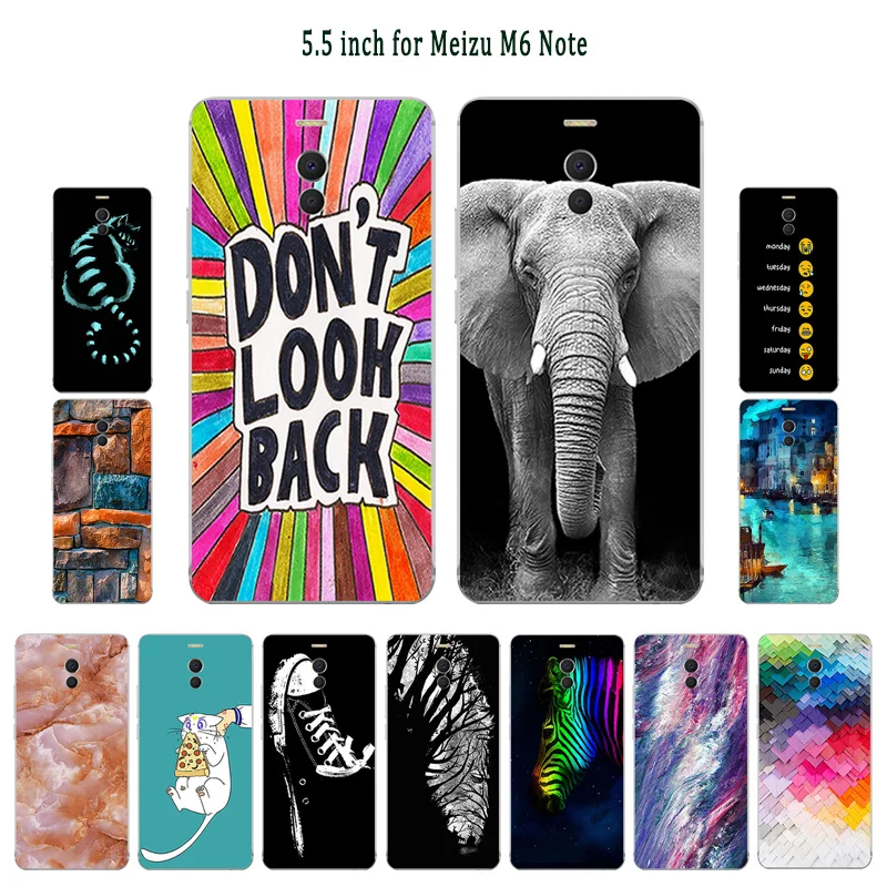 

Case For Meizu M6 Note/Blue Charm Note 6 Note6 Soft TPU Silicone Phone Cover for Meizu M6 Note Elephant Painted Fundas Bag