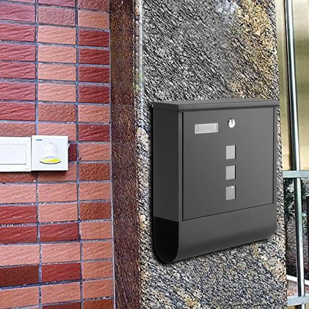 

Wall Mounted Mailbox Vertical Locking Drop Newspaper MailBox Front Porch Residential Outdoor For Postal Service Garden Apartment