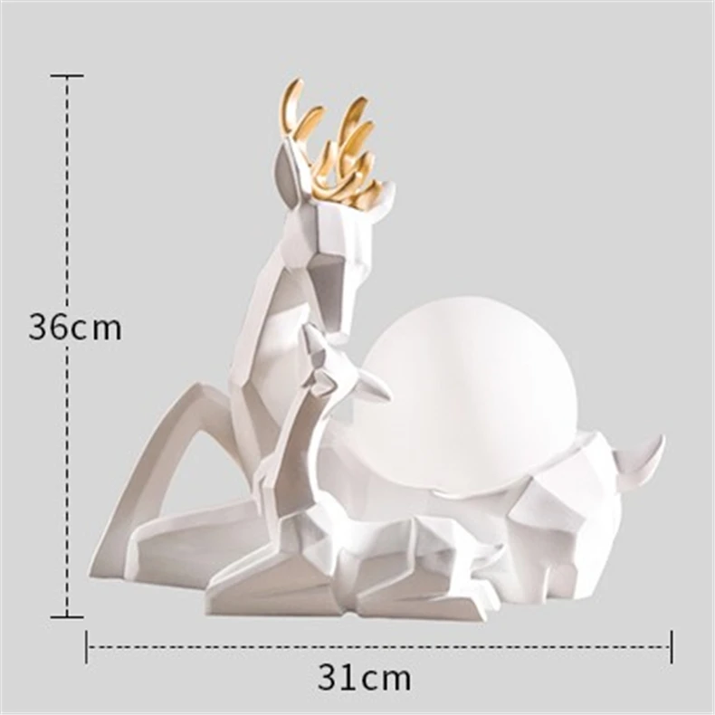 Современная простая домашняя настольная лампа-деко для спальни стеклянный абажур смоляный олень тафламп резной олень для кабинета стол освещение светильники - Цвет абажура: table lamp