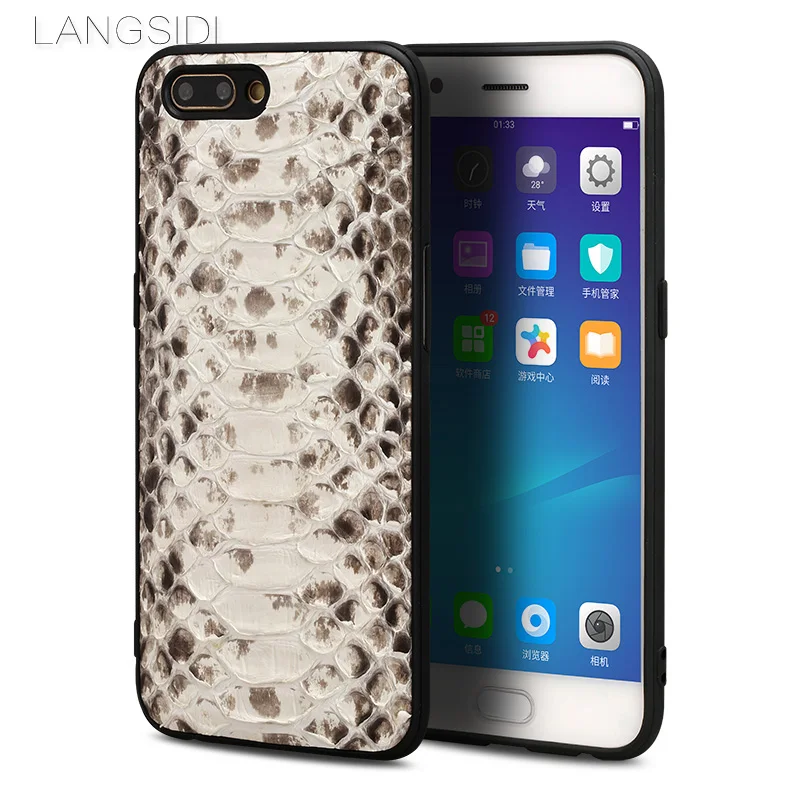 

Wangcangli brand mobile phone case natural python skin phone cover For OPPO R11 full handmade custom processing
