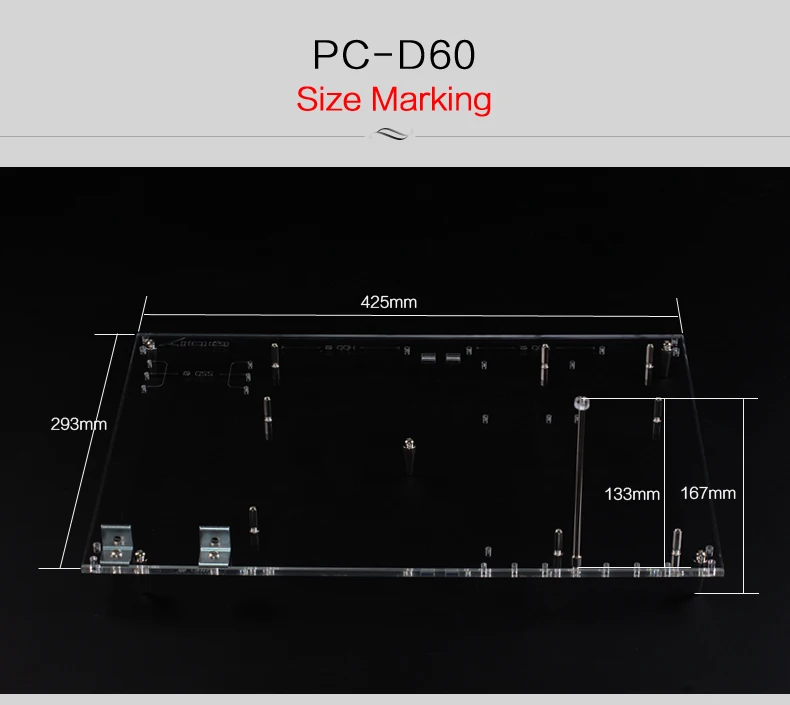 QDIY PC-D60 распродажа Персонализированные Прозрачные Акриловые широкие открытые стандартные ATX шасси Обнаженная платформа тестовая скамья чехол для компьютера
